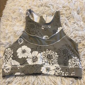 Army green floral crop top